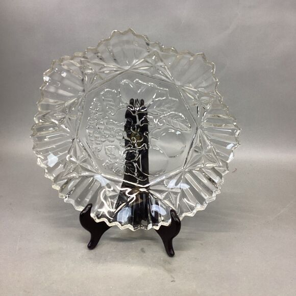 Vintage Federal Glass Pioneer Pattern Serving Bowl Clear Fruit Pressed Glass 10” - Picture 1 of 8